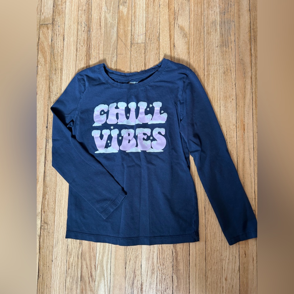 3/$10 George Kids Long Sleeve Shirt - Navy and Pastel
